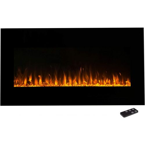  Northwest Fire and Ice 42 inch Electric 42-inch Wall-Mounted Fireplace Heater with LED Remote-Adjustable Heat Level, Brightness, and Flame Color, (L) x (W) 4.75” x (H) 20”, Black