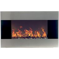 Stainless Steel Electric Fireplace with Wall Mount and Remote, 36 Inch by Northwest