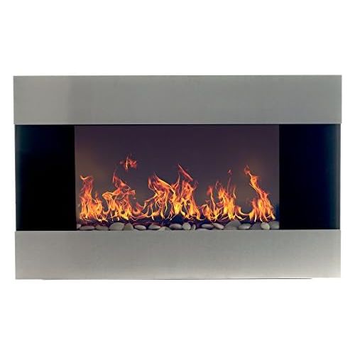  Stainless Steel Electric Fireplace with Wall Mount and Remote, 36 Inch by Northwest