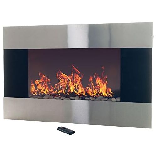  Stainless Steel Electric Fireplace with Wall Mount and Remote, 36 Inch by Northwest