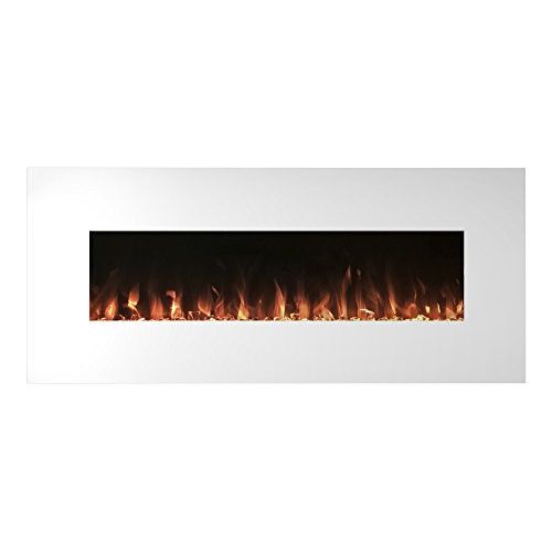  Electric Fireplace Wall Mounted, Color Changing LED Flame and Remote, 50 Inch By Northwest (White)