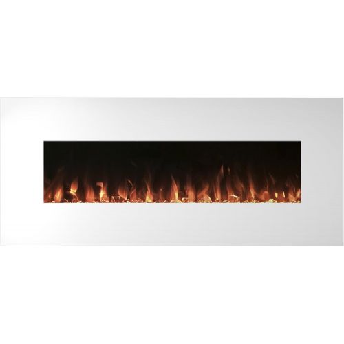  Electric Fireplace Wall Mounted, Color Changing LED Flame and Remote, 50 Inch By Northwest (White)