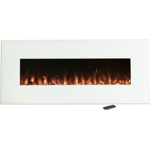  Electric Fireplace Wall Mounted, Color Changing LED Flame and Remote, 50 Inch By Northwest (White)