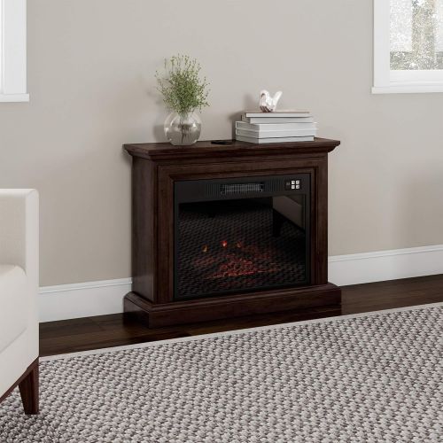  Northwest 80-FPWF-1 (Brown) Mobile Electric Fireplace with Mantel-Portable Heater on Wheels, Remote Control, LED Flames & Faux Logs, Adjustable Heat & Light, (L) 31” x (W) 10.75” x