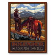 Northwest Art Mall Bolender Horse Park Washington Cowboy On Range Wood Art Print from Travel Artwork by Artist Paul A. Lanquist 9 x 12
