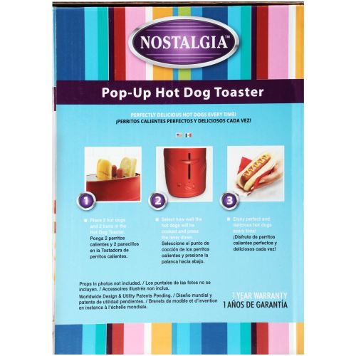  Nostalgia Electrics Nostalgia HDT200RED2PK Pop-Up Hot Dog Toaster, Red