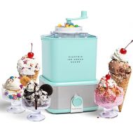 Nostalgia Electric Ice Cream Maker - Old Fashioned Soft Serve Ice Cream Machine Makes Frozen Yogurt or Gelato in Minutes - Fun Kitchen Appliance - Modern Style - Aqua - 2 Quart