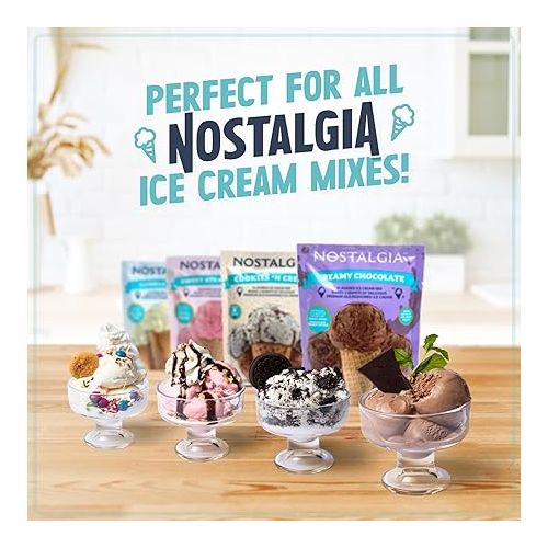  Nostalgia Electric Ice Cream Maker - Old Fashioned Soft Serve Ice Cream Machine Makes Frozen Yogurt or Gelato in Minutes - Fun Kitchen Appliance - Modern Style - Aqua - 2 Quart