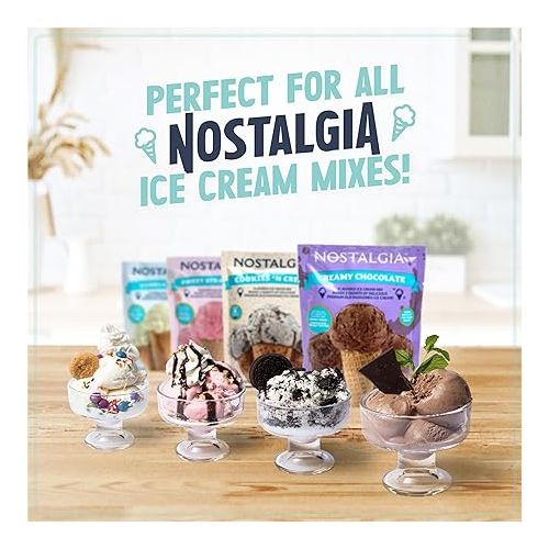  Nostalgia Electric Ice Cream Maker - Wood Bucket Parlor Style, Old Fashioned Soft Serve Ice Cream Machine Makes Frozen Yogurt or Gelato in Minutes - Fun Kitchen Appliance - White & Aqua - 4 Quart