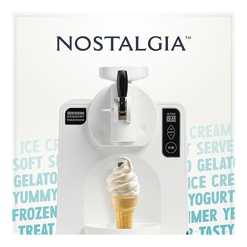  Nostalgia Easy-Dispensing Soft Serve Ice Cream Machine - Ice Cream Maker for Frozen Yogurt, Sorbet, Gelato, Drinks, and More in Minutes - LED Display - 1 Quart - WHITE