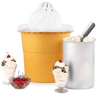 Nostalgia Electric Ice Cream Maker - Old Fashioned Soft Serve Ice Cream Machine Makes Frozen Yogurt or Gelato in Minutes - Fun Kitchen Appliance - White - 4 Quart