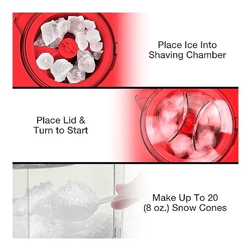  Nostalgia Coca-Cola Snow Cone Shaved Ice Machine - Coke Retro Table-Top Slushie Machine Makes 20 Icy Treats - Includes 2 Reusable Plastic Cups & Ice Scoop - White & Red