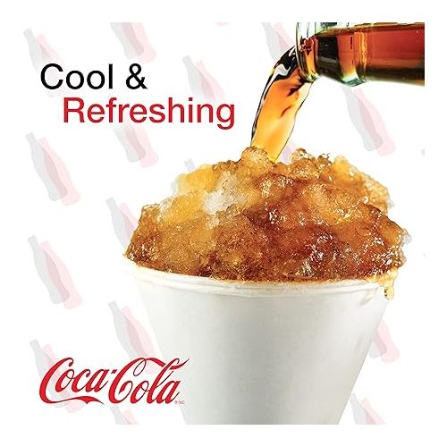  Nostalgia Coca-Cola Snow Cone Shaved Ice Machine - Coke Retro Table-Top Slushie Machine Makes 20 Icy Treats - Includes 2 Reusable Plastic Cups & Ice Scoop - White & Red