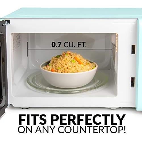  [아마존베스트]Nostalgia RMO7AQ Retro 0.7 cu ft 700-Watt Countertop Microwave Oven, 12 Pre Programmed Cooking Settings, Digital Clock, Easy Clean Interior, Aqua