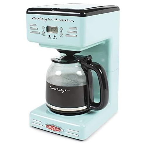  Nostalgia RCOF12AQ New & Improved Retro 12-Cup Programmable Coffee Maker With LED Display, Automatic Shut-Off & Keep Warm, Pause-And-Serve Function,Blue