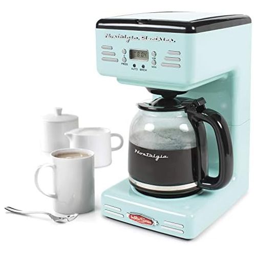  Nostalgia RCOF12AQ New & Improved Retro 12-Cup Programmable Coffee Maker With LED Display, Automatic Shut-Off & Keep Warm, Pause-And-Serve Function,Blue