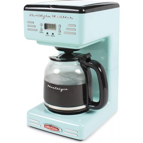  Nostalgia RCOF12AQ New & Improved Retro 12-Cup Programmable Coffee Maker With LED Display, Automatic Shut-Off & Keep Warm, Pause-And-Serve Function,Blue