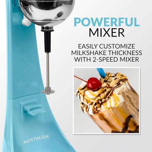  Nostalgia Electric MLKS100BL Two-Speed Milkshake Maker, 16-Ounce, Blue: Kitchen & Dining