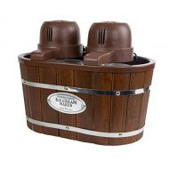 Nostalgia Double Flavor Electric Bucket Ice Cream Maker Makes 4-Quarts in Minutes, Frozen Yogurt, Gelato, Made From Real Wood, Includes Two 2-Qt Canisters: Kitchen & Dining
