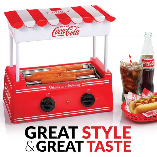  [아마존베스트]Nostalgia HDR8CK Coca-Cola Hot Dog Warmer 8 Regular Sized, 4 Foot Long and 6 Bun Capacity, Stainless Steel Rollers, Perfect For Breakfast Sausages, Brats, Taquitos, Egg Rolls