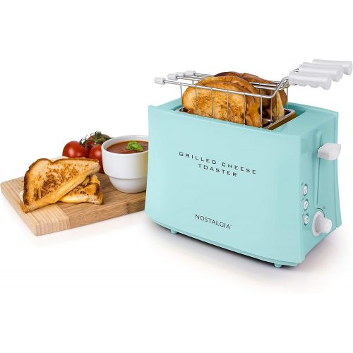  [아마존베스트]Nostalgia TCS2AQ Grilled Cheese Easy-Clean Toaster Baskets and Adjustable Toasting Dial, Aqua