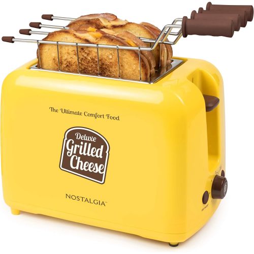  [아마존베스트]Nostalgia GCT2 Deluxe Grilled Cheese Sandwich Toaster with Extra Wide Slots, Yellow