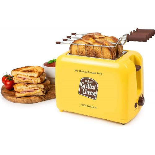  [아마존베스트]Nostalgia GCT2 Deluxe Grilled Cheese Sandwich Toaster with Extra Wide Slots, Yellow