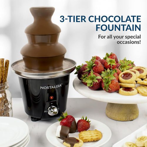  [아마존베스트]Nostalgia 24-Ounce Chocolate Fondue Fountain, 1.5-Pound Capacity, Easy To Assemble 3 Tiers, Perfect For Nacho Cheese, BBQ Sauce, Ranch, Liqueuers, Black