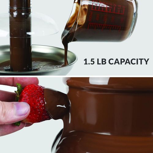  [아마존베스트]Nostalgia 24-Ounce Chocolate Fondue Fountain, 1.5-Pound Capacity, Easy To Assemble 3 Tiers, Perfect For Nacho Cheese, BBQ Sauce, Ranch, Liqueuers, Black