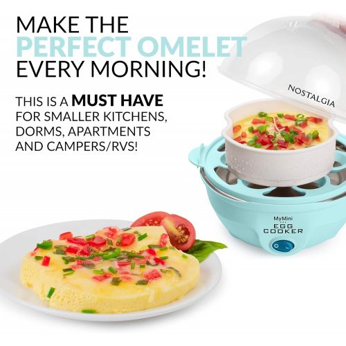  [아마존베스트]Nostalgia EC7AQ Retro Premium 7 Capacity Electric Large Hard-Boiled Egg Cooker Poached, Scrambled, Omelets, Whites, Sandwiches, With Alarm, Aqua