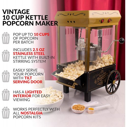  [아마존베스트]Nostalgia Vintage 2.5-Ounce Tabletop Kettle Popcorn Maker, Makes 10 Cups, With Kernel & Oil Measuring Spoon and Scoop, Perfect for Birthday Parties, Movie Nights-Black, 2.5 Oz