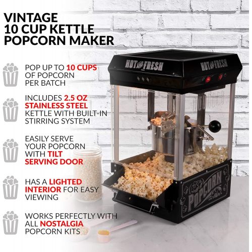  [아마존베스트]Nostalgia KPM220BK Vintage 2.5-Ounce Tabletop Kettle Popcorn Maker Makes 10 Cups, With Kernel Cup & Oil Measuring Spoon, Perfect for Birthday Parties, Movie Nights-Black