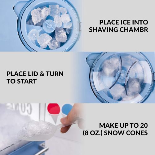  [아마존베스트]Nostalgia SCM525BL Vintage Countertop Snow Cone Maker Makes 20 Icy Treats, Includes 2 Reusable Plastic Cups & Ice Scoop  Blue