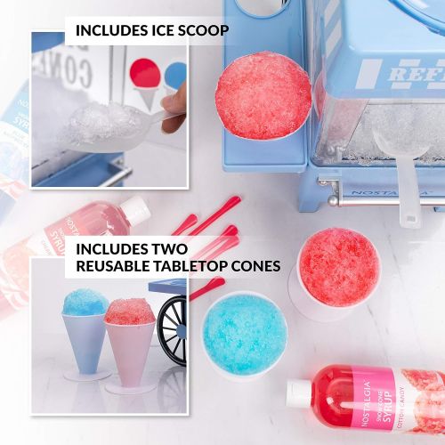  [아마존베스트]Nostalgia SCM525BL Vintage Countertop Snow Cone Maker Makes 20 Icy Treats, Includes 2 Reusable Plastic Cups & Ice Scoop  Blue