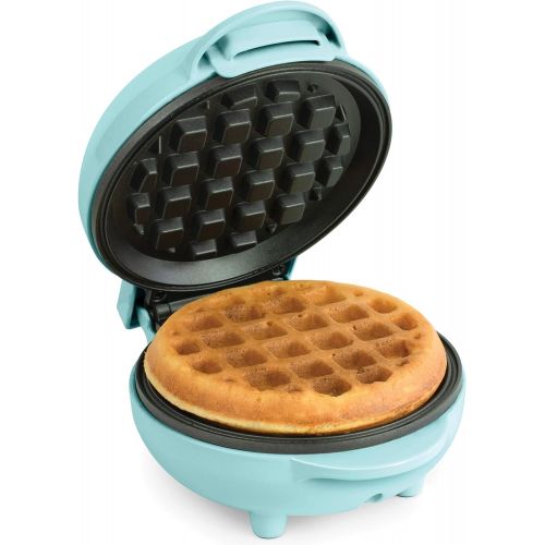  Nostalgia MWF5AQ MyMini Personal Electric Waffle Maker, 5-Inch Cooking Surface, Hash Browns, French Toast, Grilled Cheese, Quesadilla, Brownies, Cookies, Aqua