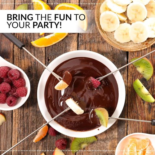  Nostalgia FPS6AQ 12-Cup Electric Fondue Pot with Adjustable Temperature Control 8 Color-Coded Forks, Cool-Touch Handles, Perfect for Chocolate, Cheese, Caramel, Aqua