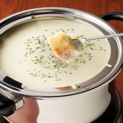  Nostalgia FPS200 6-Cup Stainless Steel Electric Fondue Pot with Temperature Control, 6 Color-Coded Forks and Removable Pot - Perfect for Chocolate, Caramel, Cheese, Sauces and More