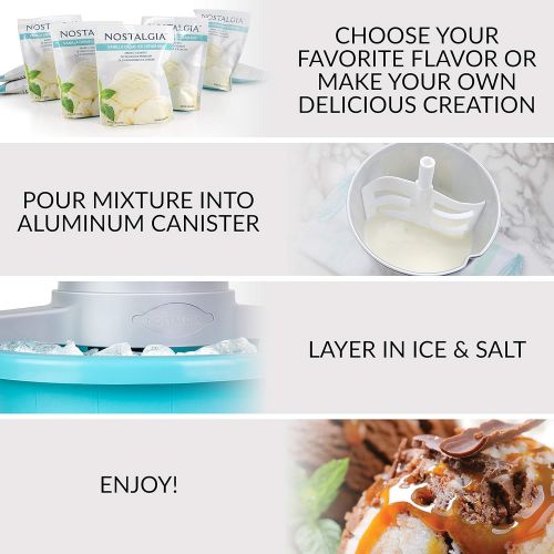  [아마존베스트]Nostalgia Electric Ice Cream Maker With Easy-Carry Handle Makes 4-Quarts In Minutes, Frozen Yogurt, Gelato  Blue