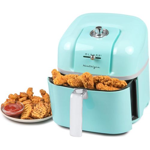  [아마존베스트]Nostalgia CLAF7AQ Classic Retro 7-Quart Oil-Free Healthy Cooking Air Fryer, Adjustable Temperature, 60-Minute Timer, Perfect For Chicken Tenders, Wings, Fries, Onion Rings, Fruits,