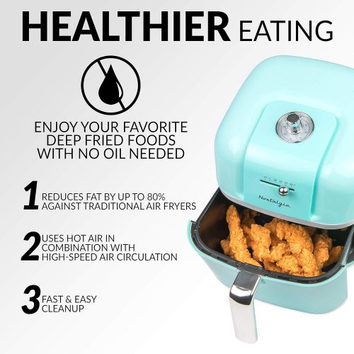  [아마존베스트]Nostalgia CLAF7AQ Classic Retro 7-Quart Oil-Free Healthy Cooking Air Fryer, Adjustable Temperature, 60-Minute Timer, Perfect For Chicken Tenders, Wings, Fries, Onion Rings, Fruits,