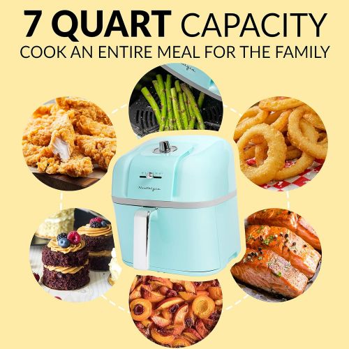  [아마존베스트]Nostalgia CLAF7AQ Classic Retro 7-Quart Oil-Free Healthy Cooking Air Fryer, Adjustable Temperature, 60-Minute Timer, Perfect For Chicken Tenders, Wings, Fries, Onion Rings, Fruits,