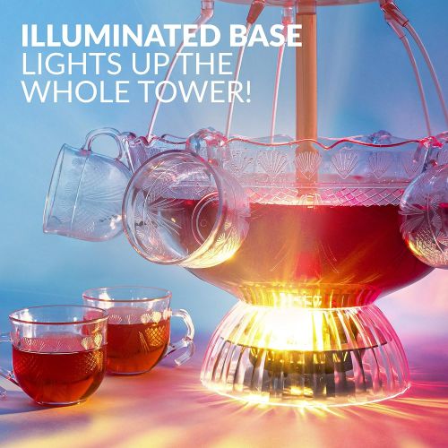  [아마존베스트]Nostalgia 3-Tier Party Fountain with LED Lighted Base, 1.5 Gallon 8 Cup, Clear