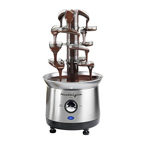  [아마존베스트]Nostalgia Stainless Steel Cascading Fondue Fountain, 2-Pound Capacity, Easy To Assemble 4 Tiers, Perfect For Chocolate, Nacho Cheese, BBQ Sauce, Ranch, Liqueurs, 2 lb