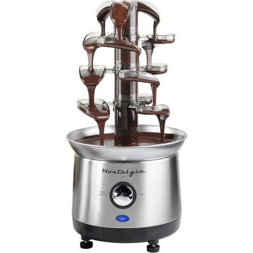  [아마존베스트]Nostalgia Stainless Steel Cascading Fondue Fountain, 2-Pound Capacity, Easy To Assemble 4 Tiers, Perfect For Chocolate, Nacho Cheese, BBQ Sauce, Ranch, Liqueurs, 2 lb