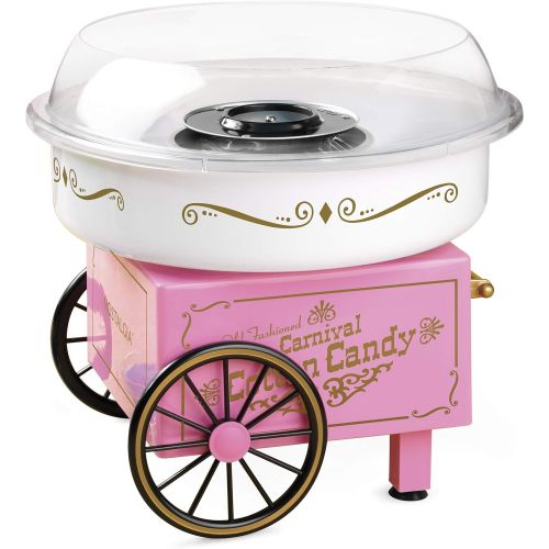  [아마존베스트]Nostalgia PCM306PK Vintage Hard Free Countertop Cotton Candy Maker, Includes 2 Reusable Cones And Sugar Scoop  Pink