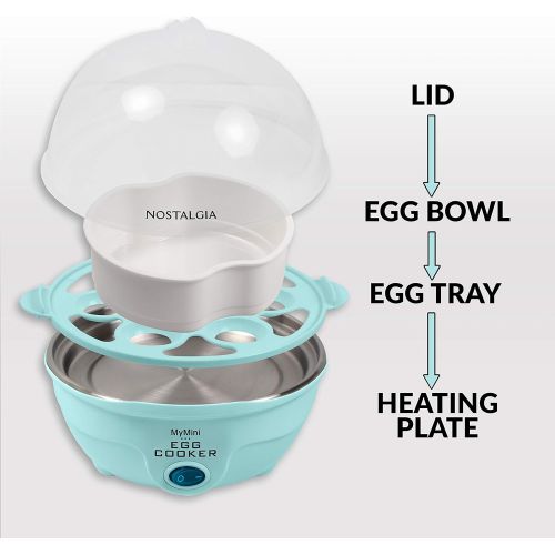  [아마존베스트]Nostalgia EC7AQ Retro Premium 7 Capacity Electric Large Hard-Boiled Egg Cooker Poached, Scrambled, Omelets, Whites, Sandwiches, With Alarm, Aqua