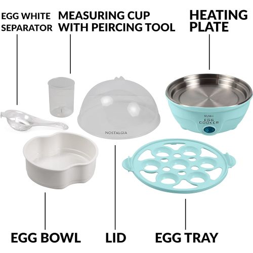  [아마존베스트]Nostalgia EC7AQ Retro Premium 7 Capacity Electric Large Hard-Boiled Egg Cooker Poached, Scrambled, Omelets, Whites, Sandwiches, With Alarm, Aqua