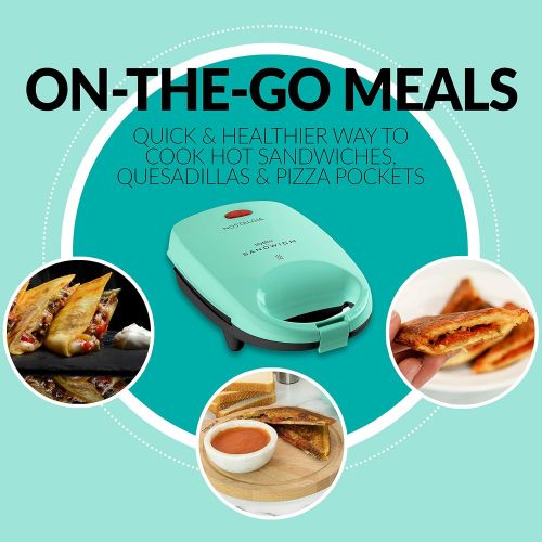  [아마존베스트]Nostalgia MSAND5MG MyMini Personal Sandwich Maker Pizza Pockets, Quesadillas, Breakfast, Paninis, Mini, Mint Green