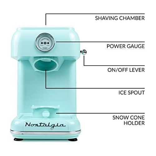  [아마존베스트]Nostalgia CLSC1AQ Classic Retro Single Countertop Snow Cone Maker, Includes 1 Reusable Plastic Cup, Stainless Steel Blades  Aqua