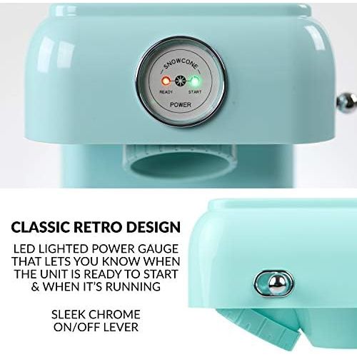  [아마존베스트]Nostalgia CLSC1AQ Classic Retro Single Countertop Snow Cone Maker, Includes 1 Reusable Plastic Cup, Stainless Steel Blades  Aqua